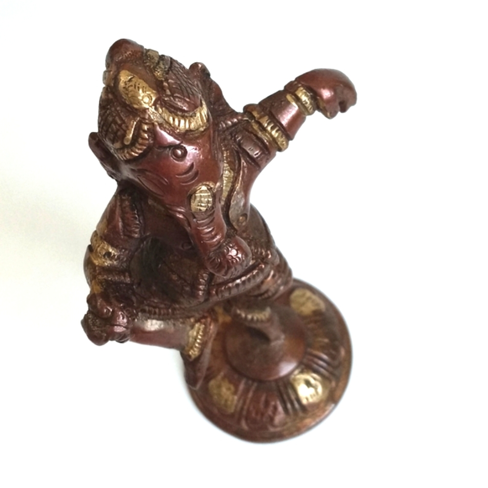 Antique Solid Brass Bronzed Figurine Ganesh Art Sculpture Home Decor 3 1/2” - Picture 13 of 15